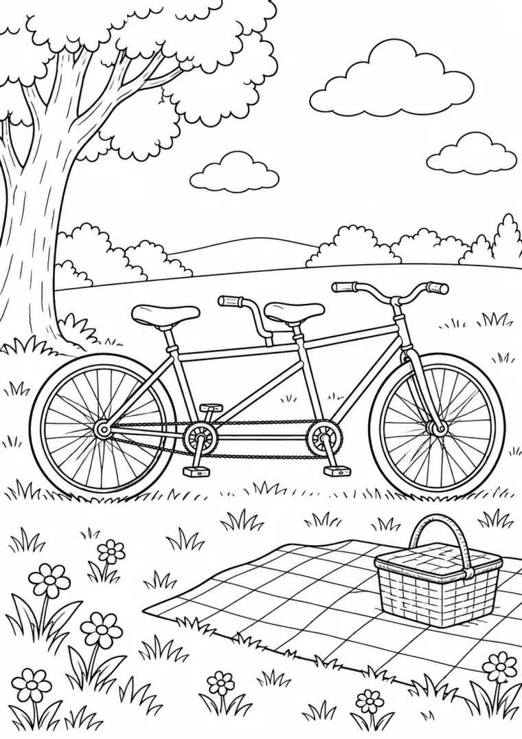 Tandem beim Picknick