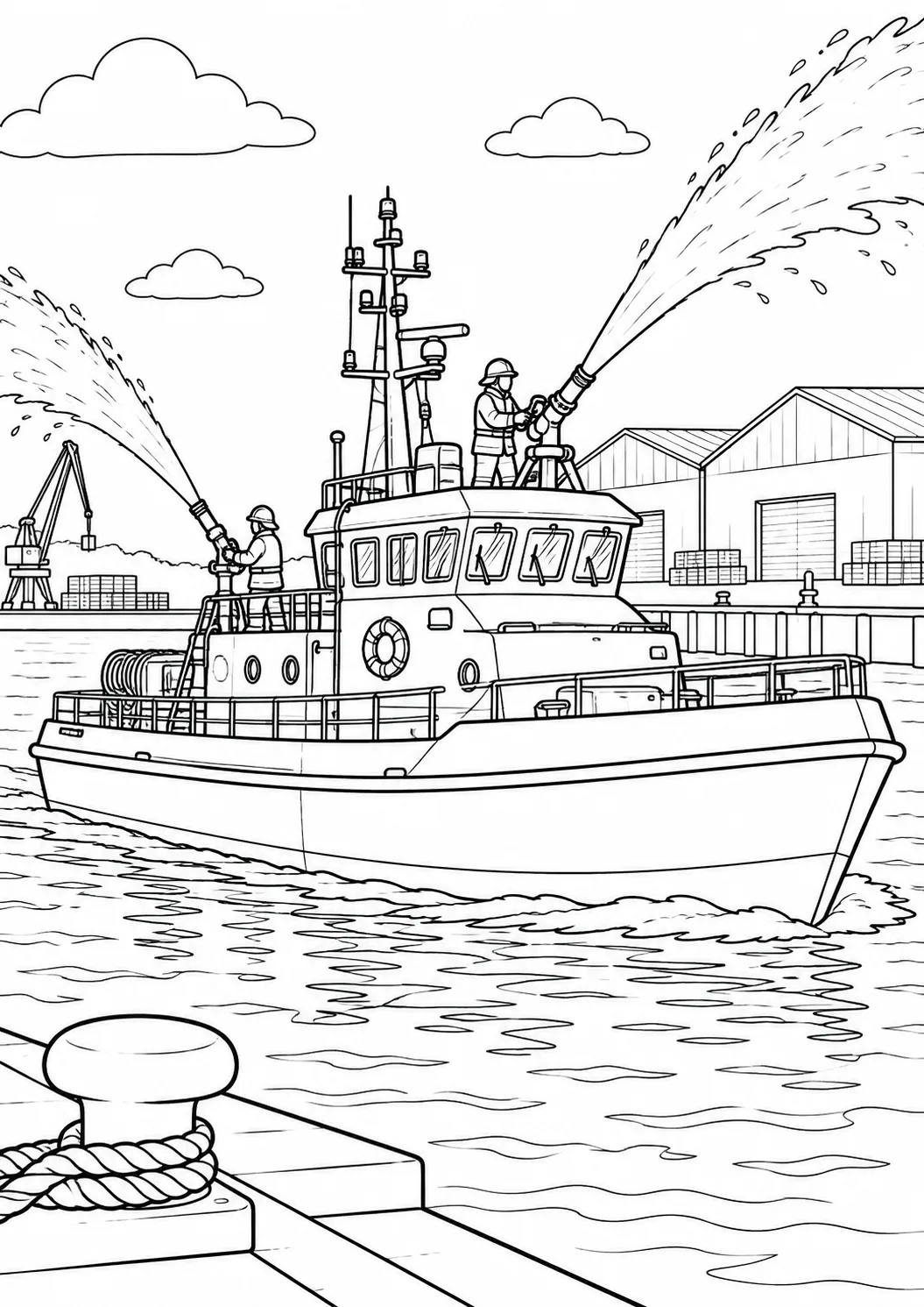 Feuerlöschboot bei der Übung