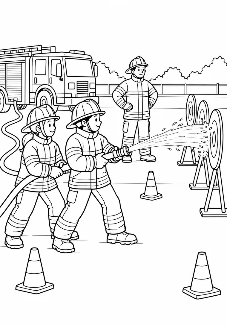 Feuerwehr beim Schlauchtraining