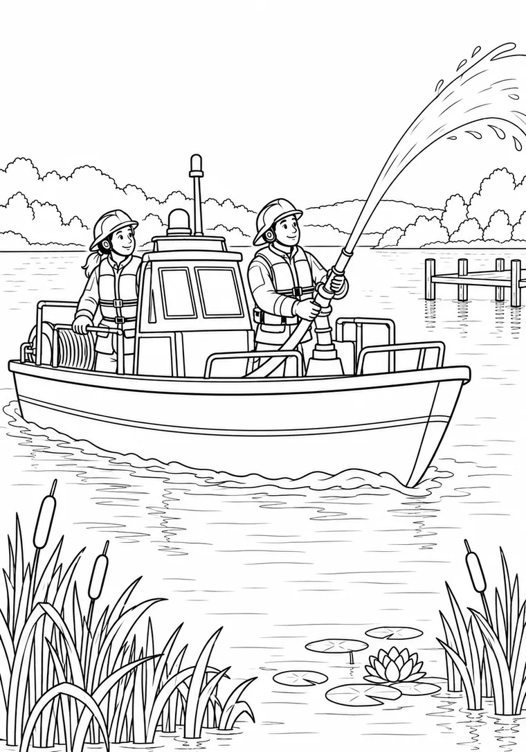Feuerwehrboot auf dem See