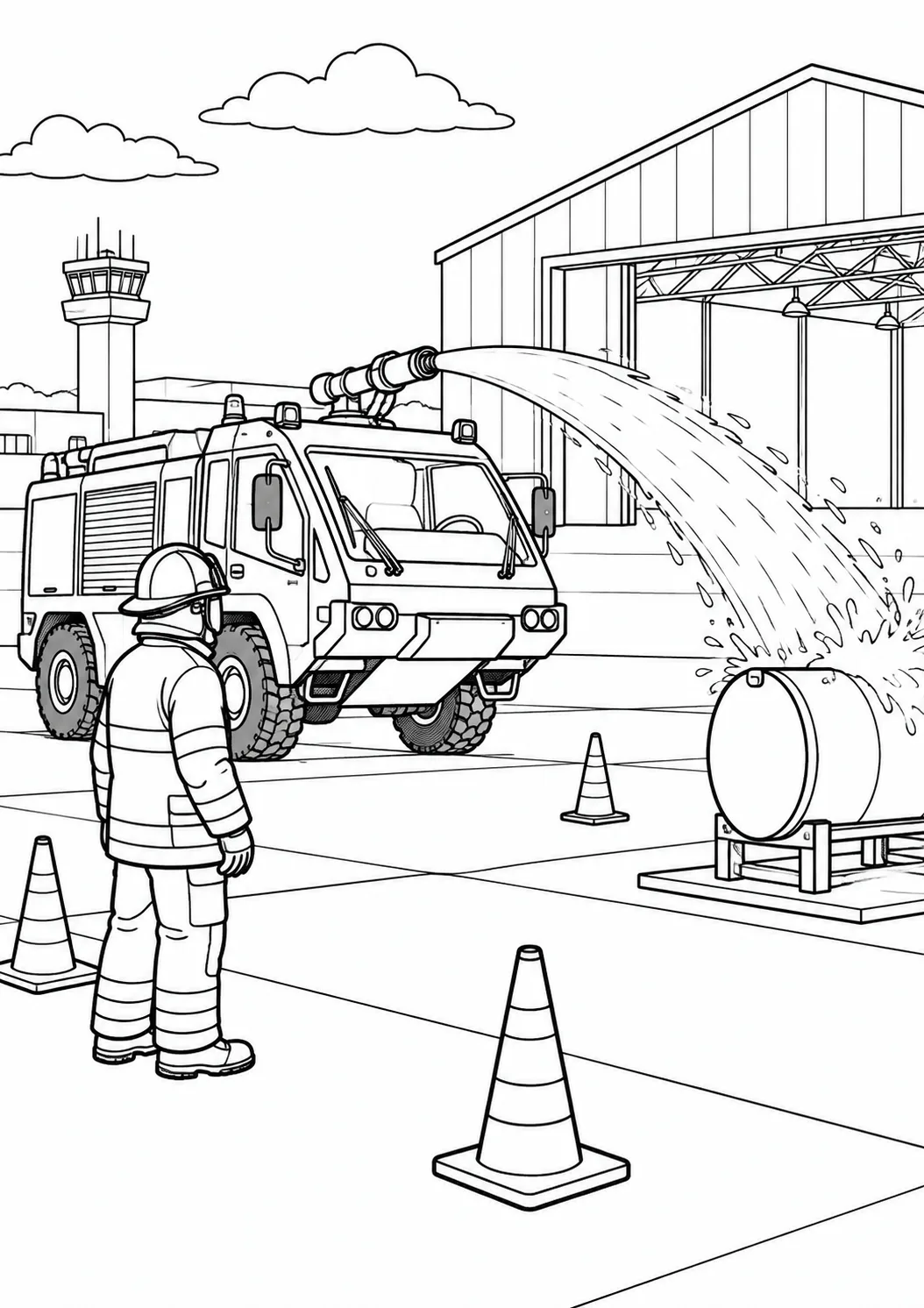 Flughafenlöschfahrzeug bei der Übung
