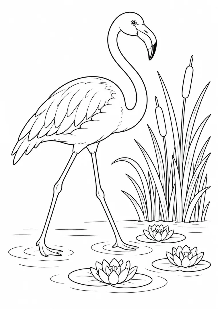 Flamingo am Schilf