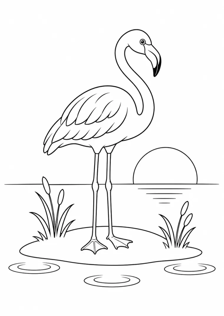 Flamingo beim Sonnenuntergang