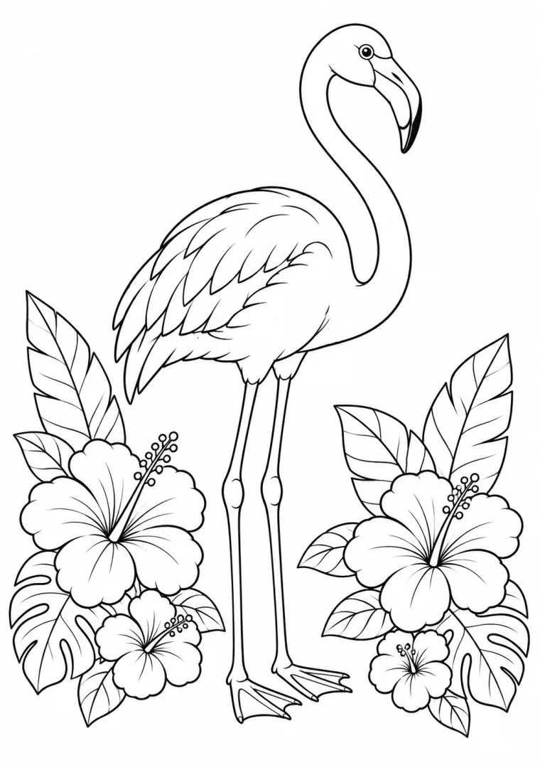 Flamingo mit Hibiskus