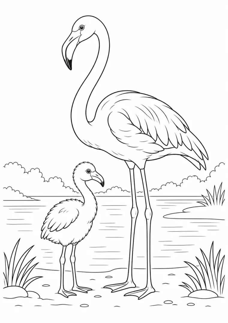 Flamingo mit Küken