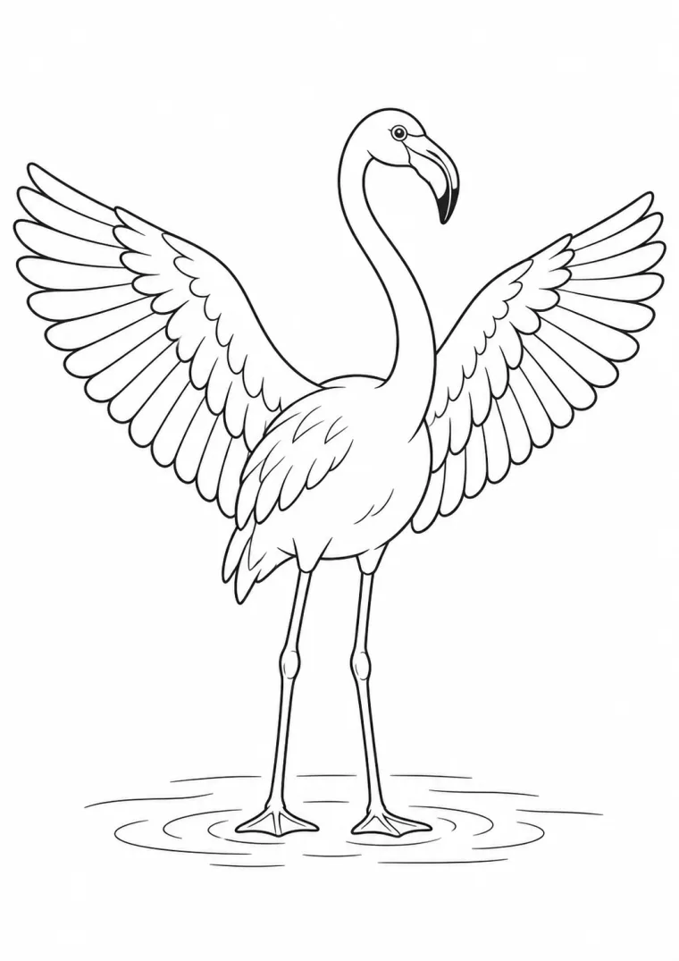 Flamingo mit offenen Flügeln