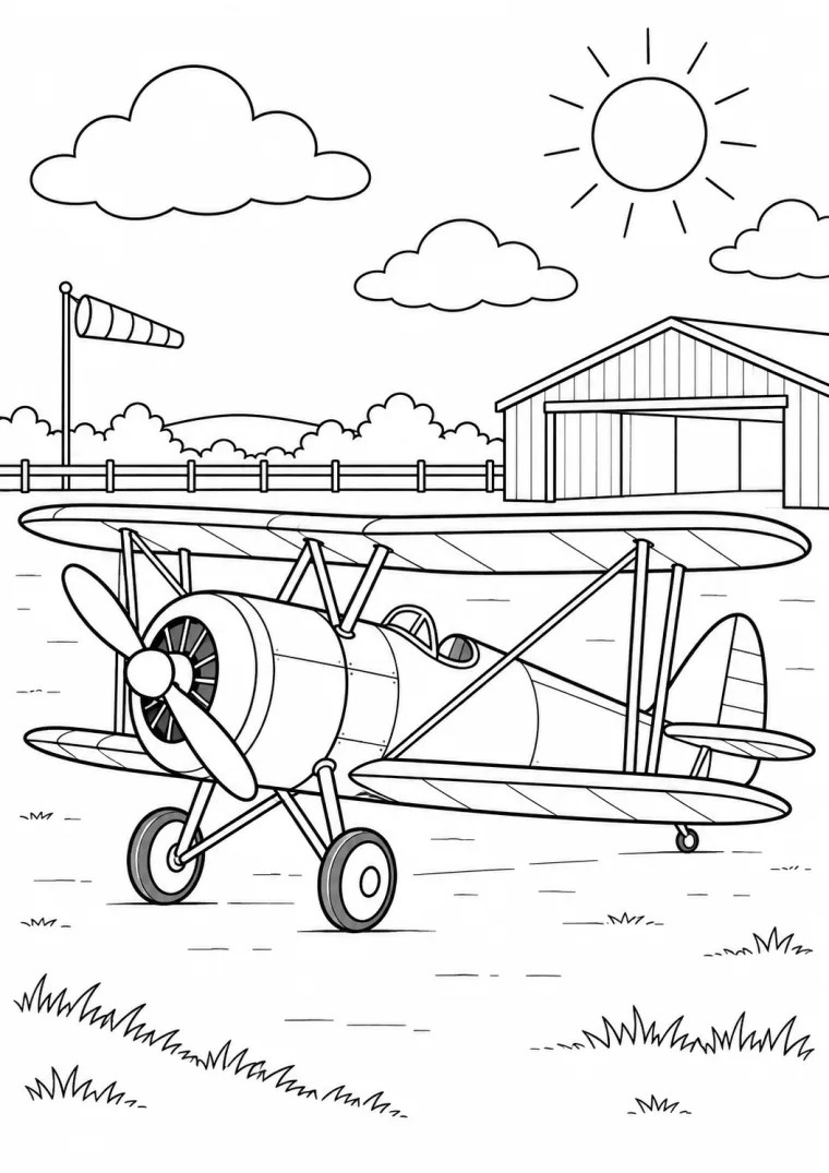 Doppeldecker am Flugplatz