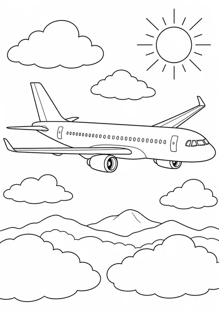 Passagierflugzeug über den Wolken