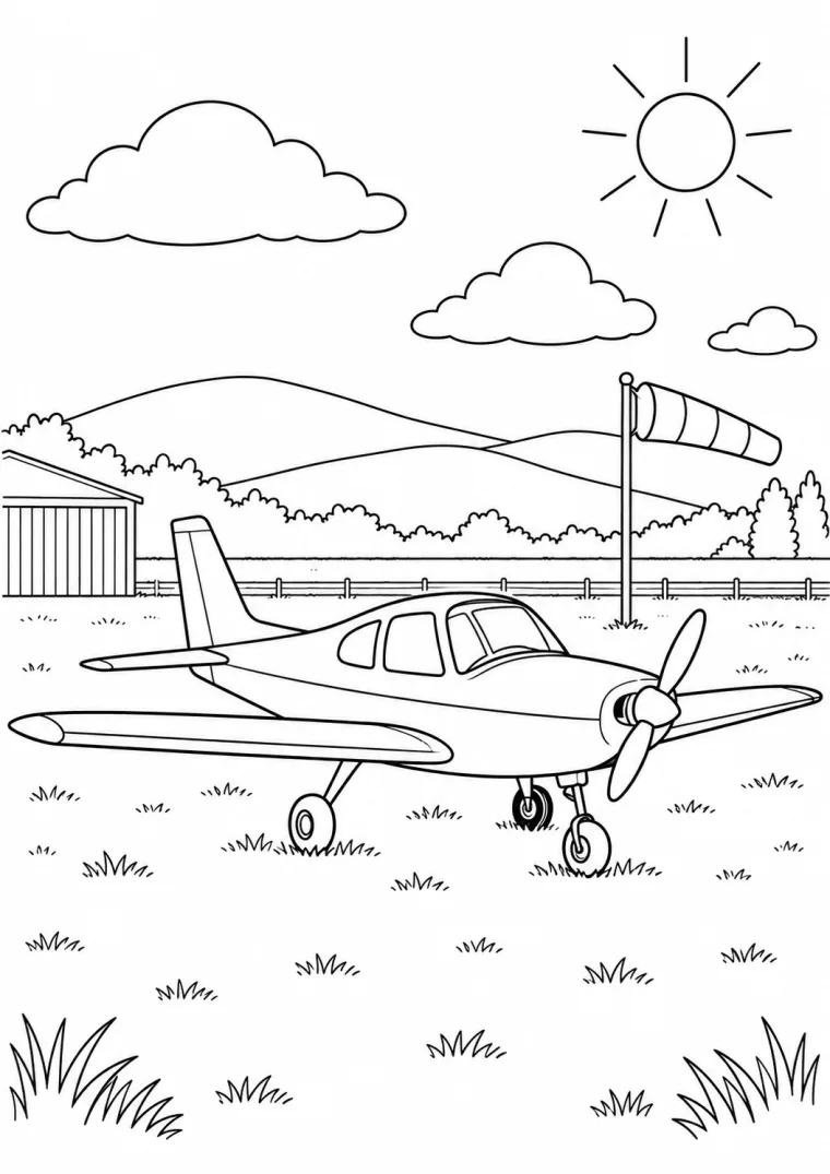 Propellerflugzeug auf dem Landefeld