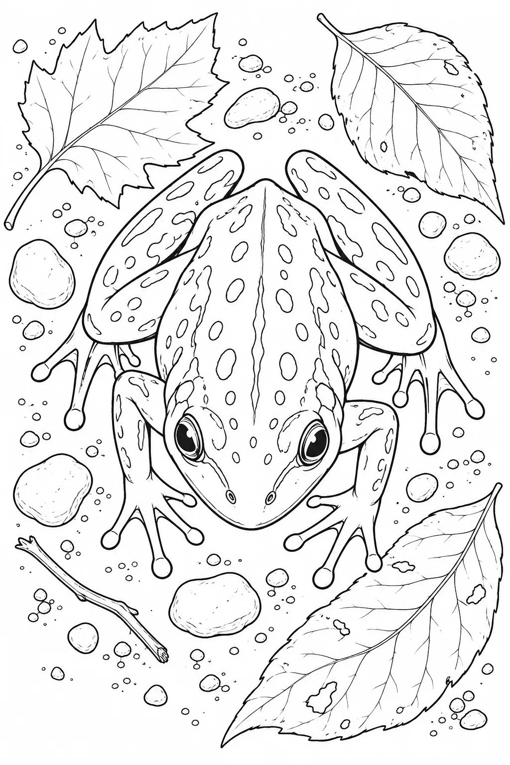 Frosch von oben im Waldlaub