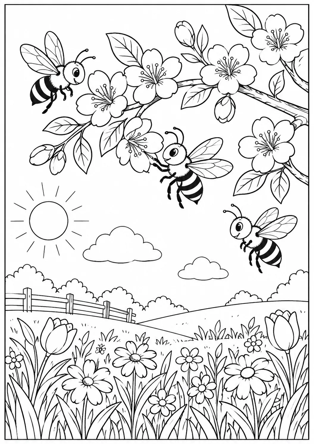 Bienen am Blütenast