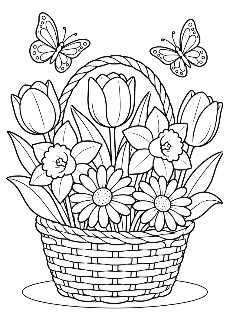 Frühlingsblumen im Korb
