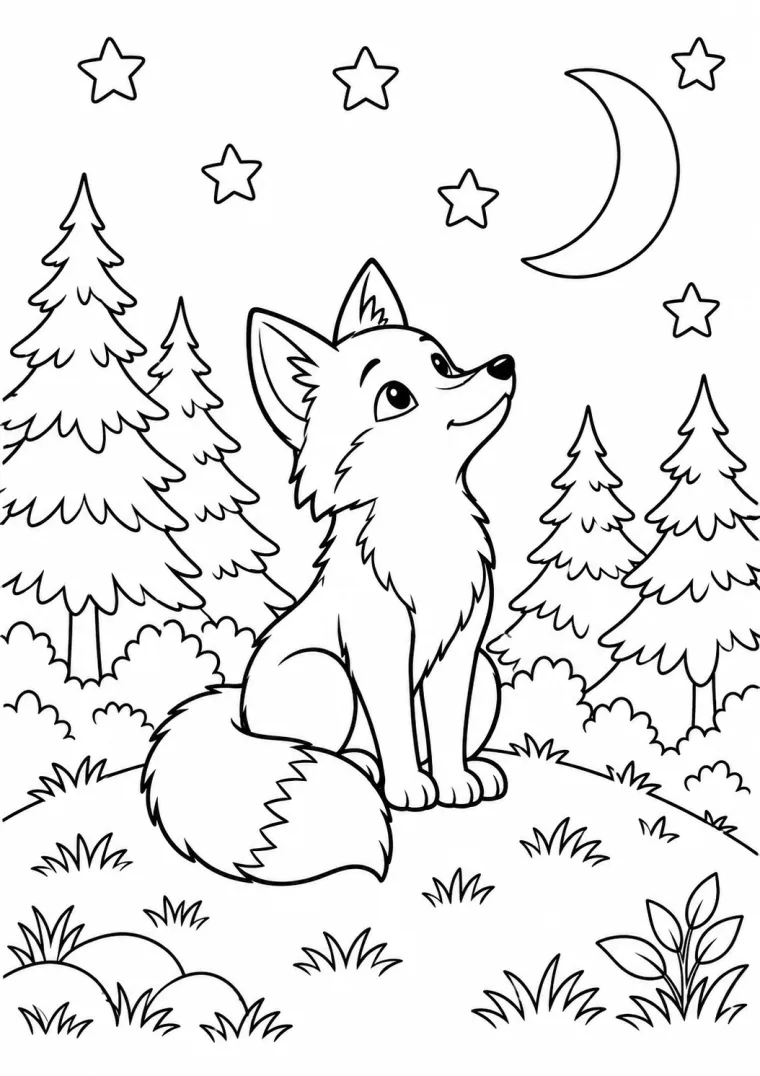 Fuchs unter dem Sternenhimmel