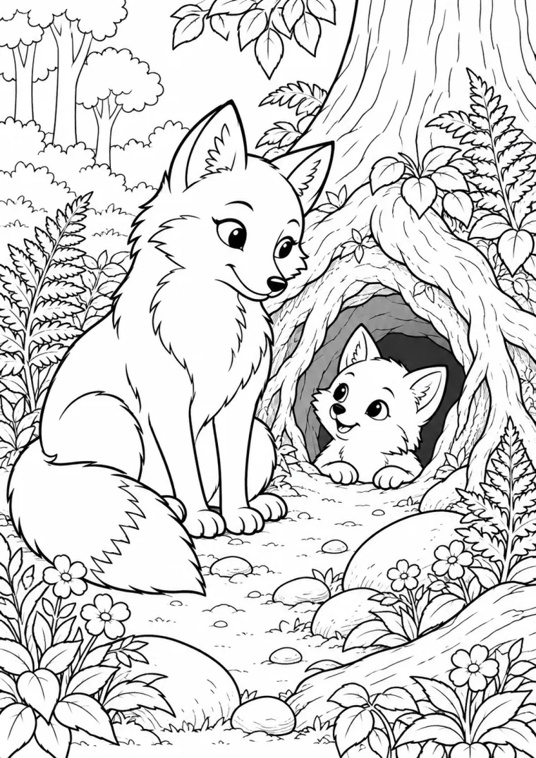 Fuchsbau im Wald