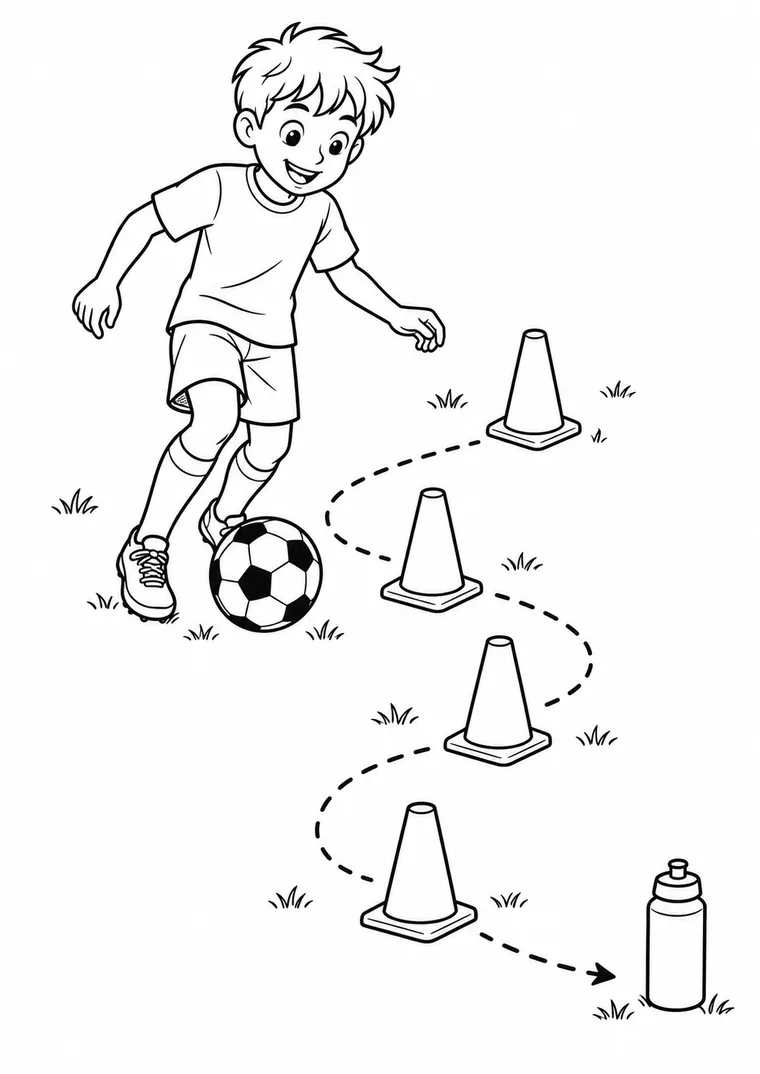 Fußball beim Training mit Hütchen
