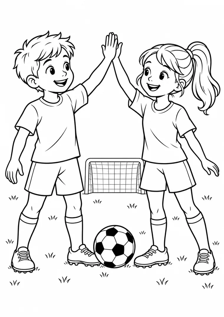 Fußball mit High Five nach dem Spiel