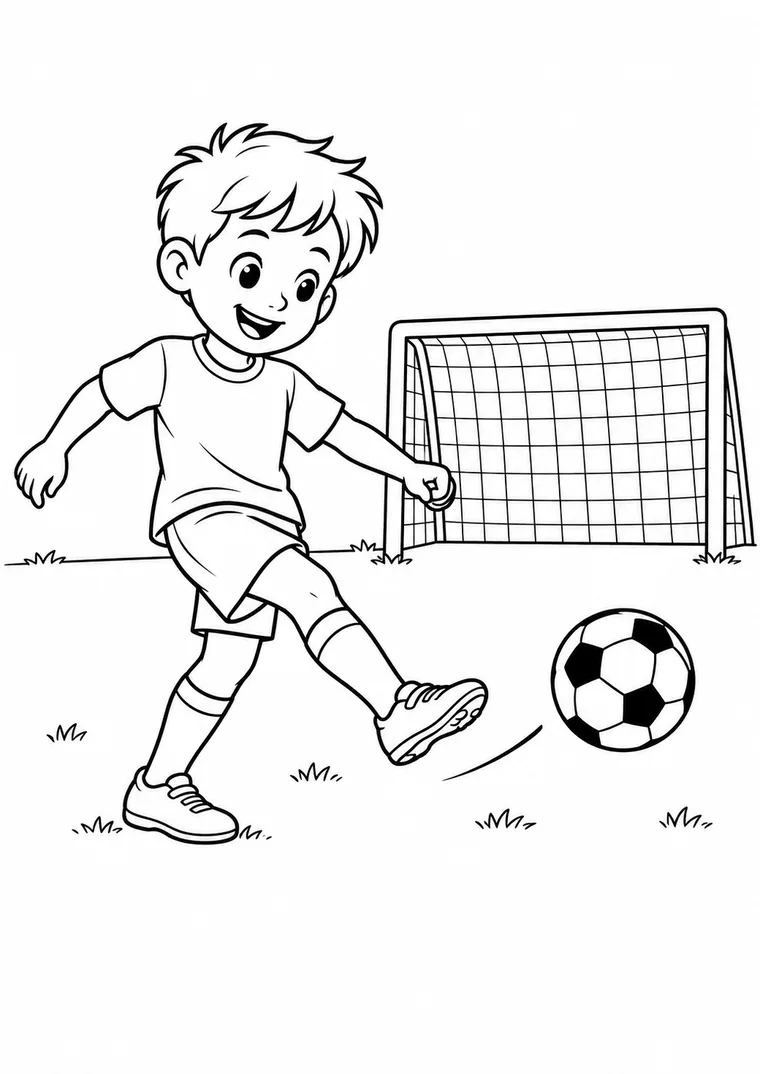 Fußball mit Kind beim Torschuss