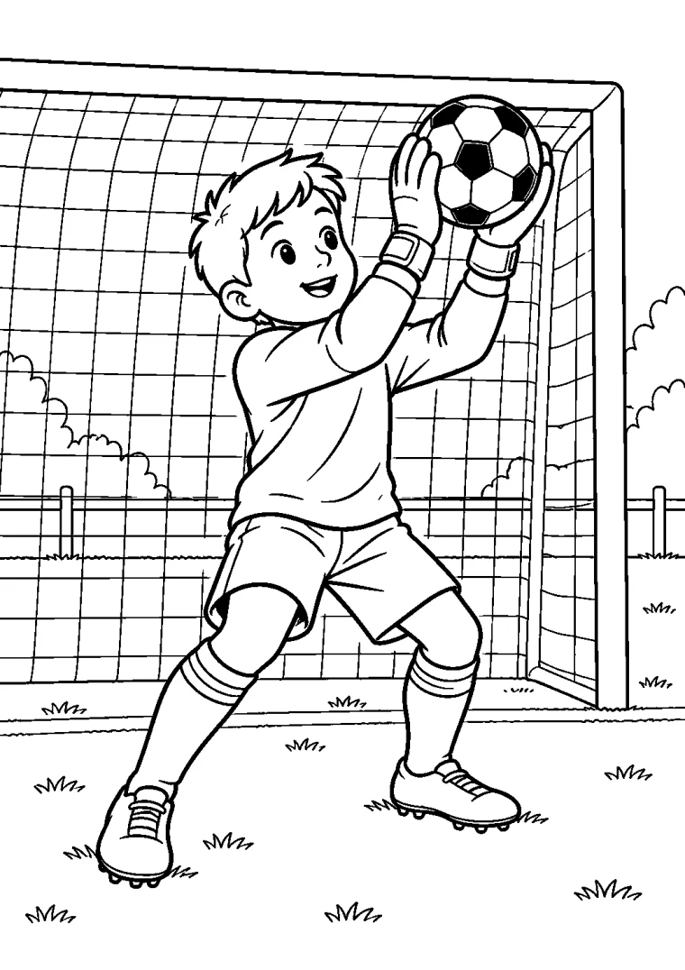Torwart fängt den Ball