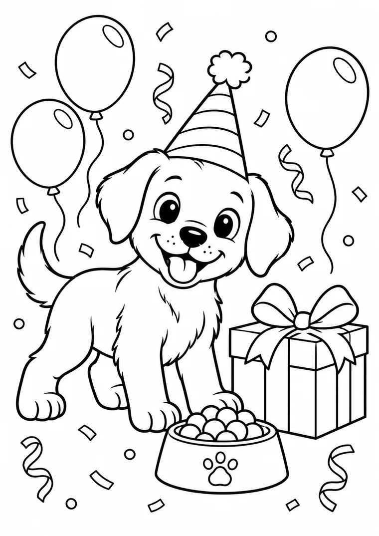 Geburtstagshund mit Geschenk