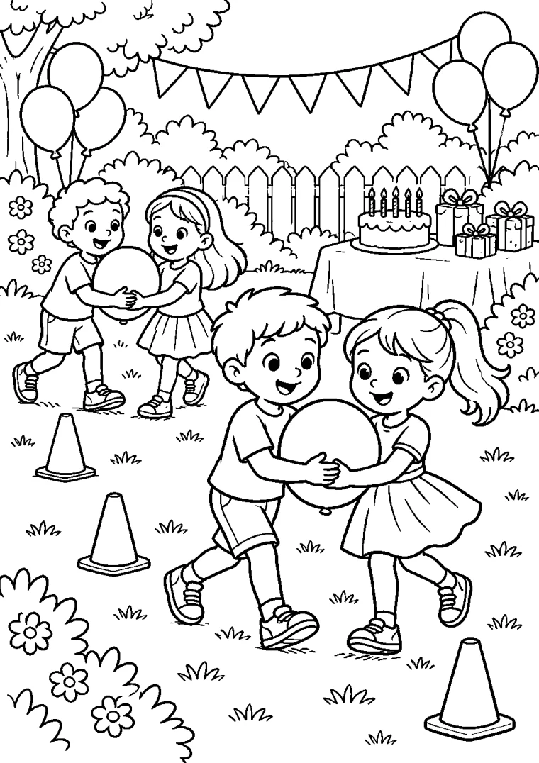 Luftballon-Staffel im Garten