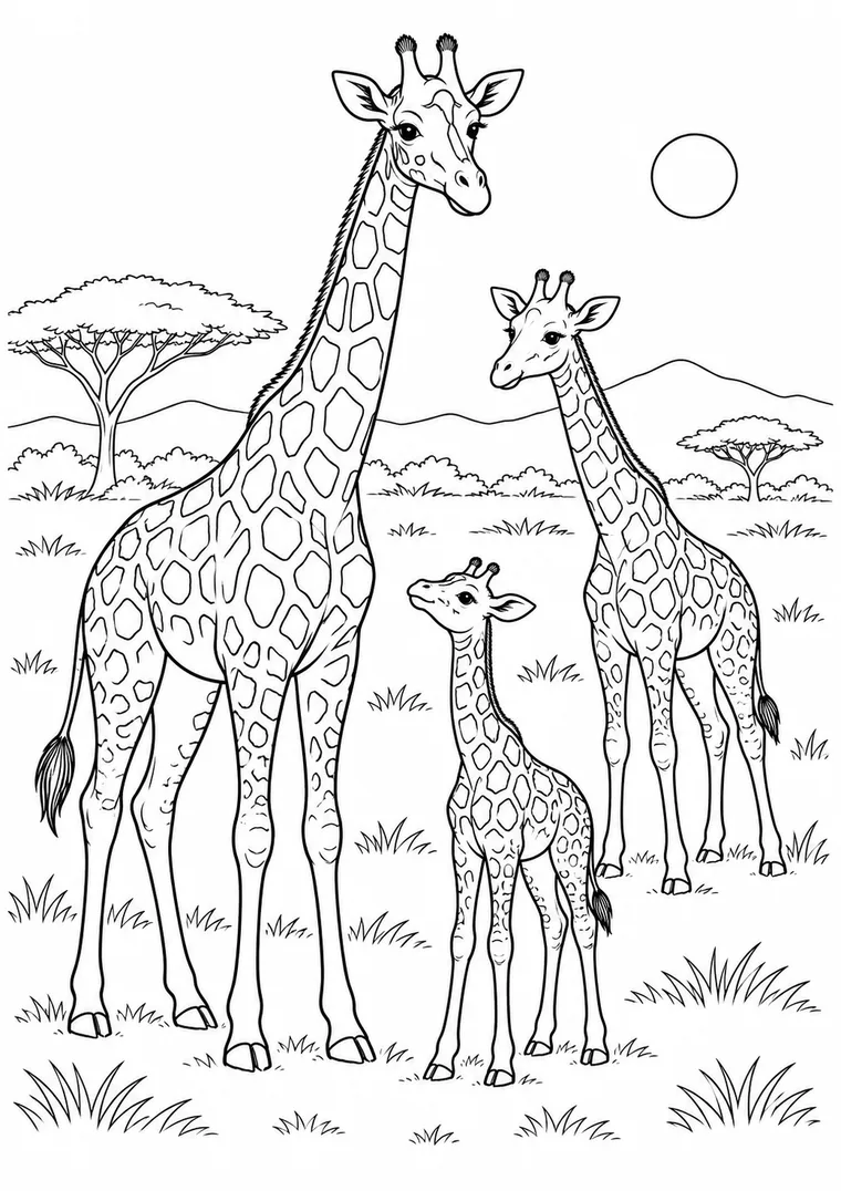 Drei Giraffen in der Savanne