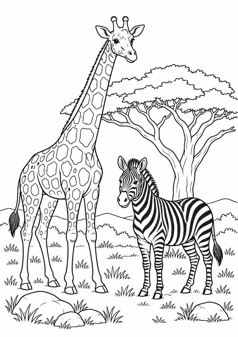Giraffe und Zebra