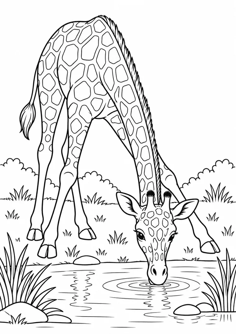 Giraffenkalb beim Trinken