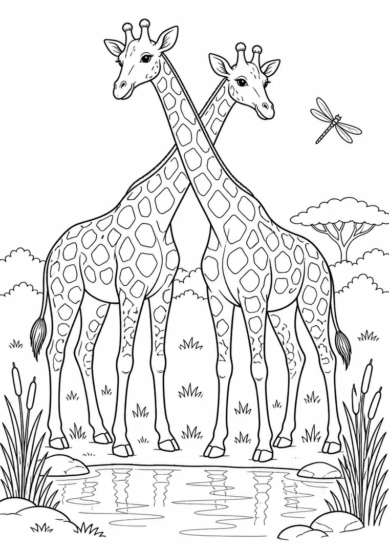 Zwei Giraffen am Wasserloch