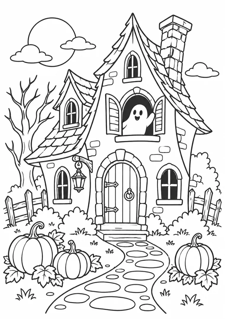 Halloween mit freundlichem Spukhaus