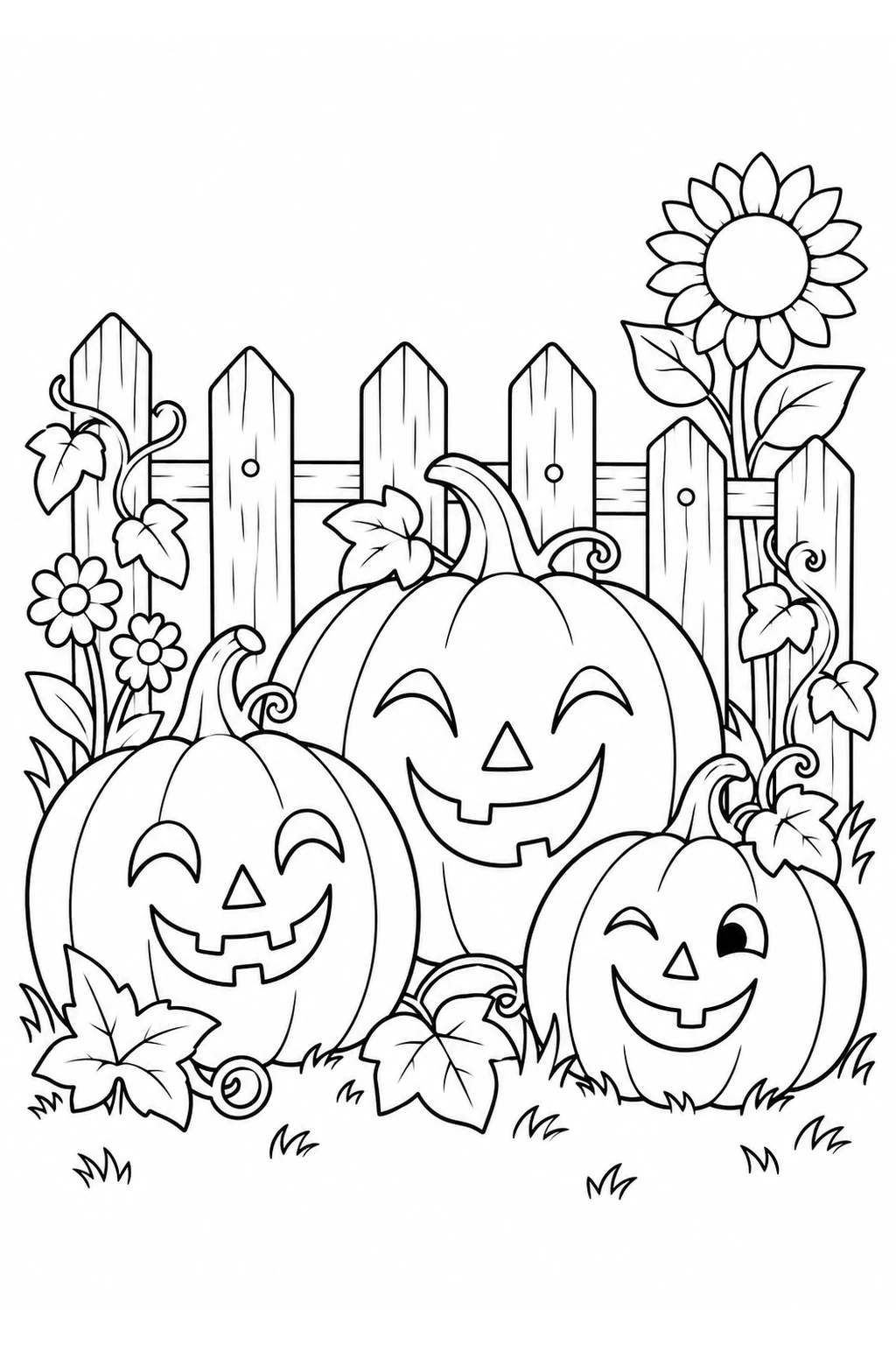Kürbisfamilie am Gartenzaun