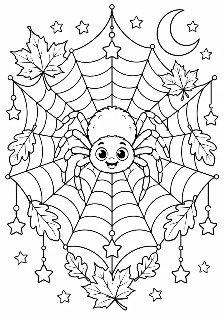 Halloween mit Spinne im dekorativen Netz