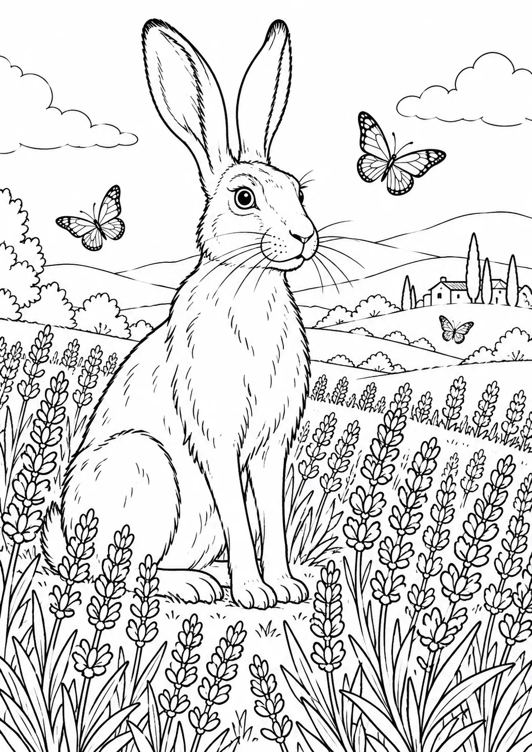 Hase in der Lavendelwiese