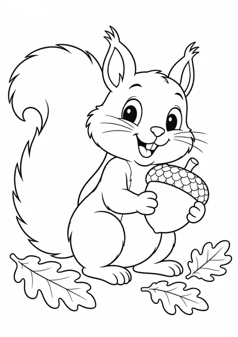 Herbst mit Eichhörnchen und Eichel