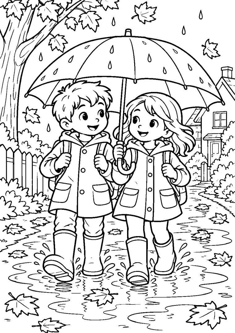 Mit dem Regenschirm durch Pfützen