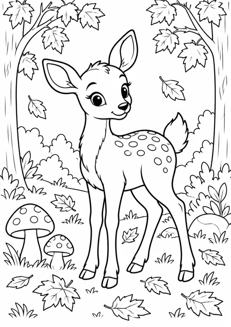Herbst mit Rehkitz im Wald