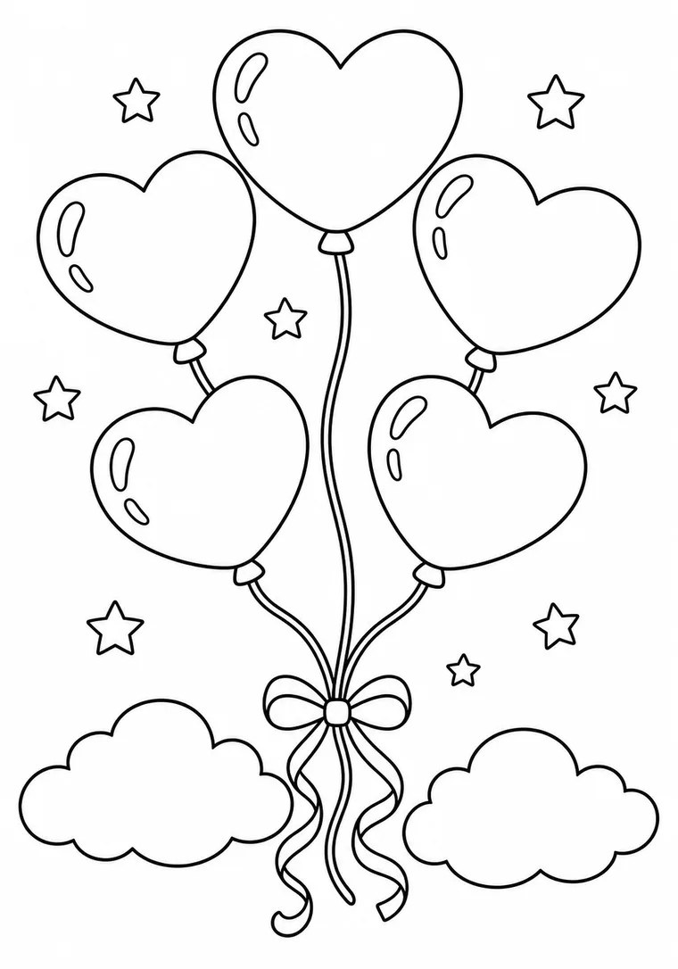 Herzballons in den Wolken