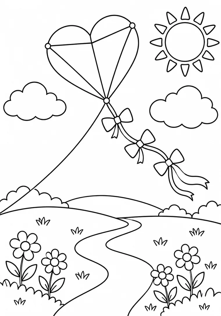 Herzdrachen über einer Landschaft