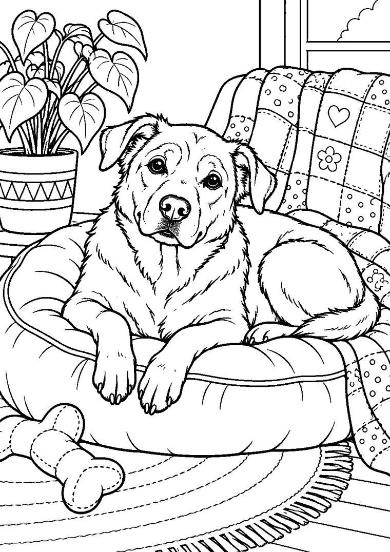Alter Hund auf einem Kissen