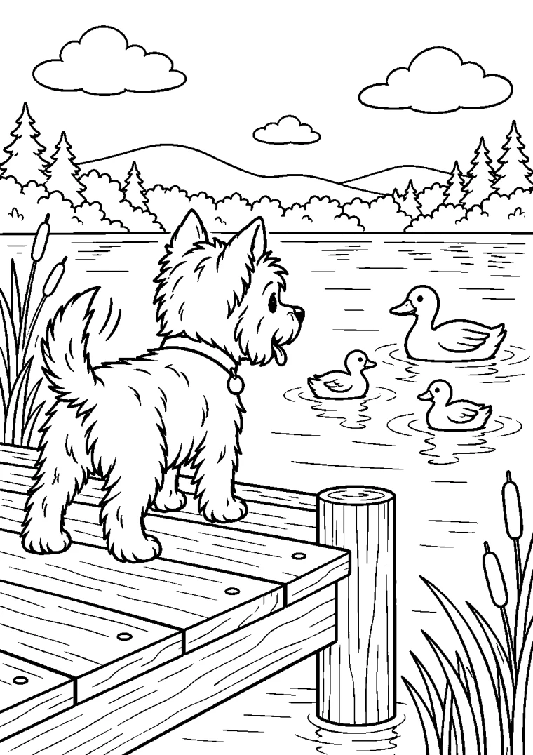 Hund beobachtet Enten