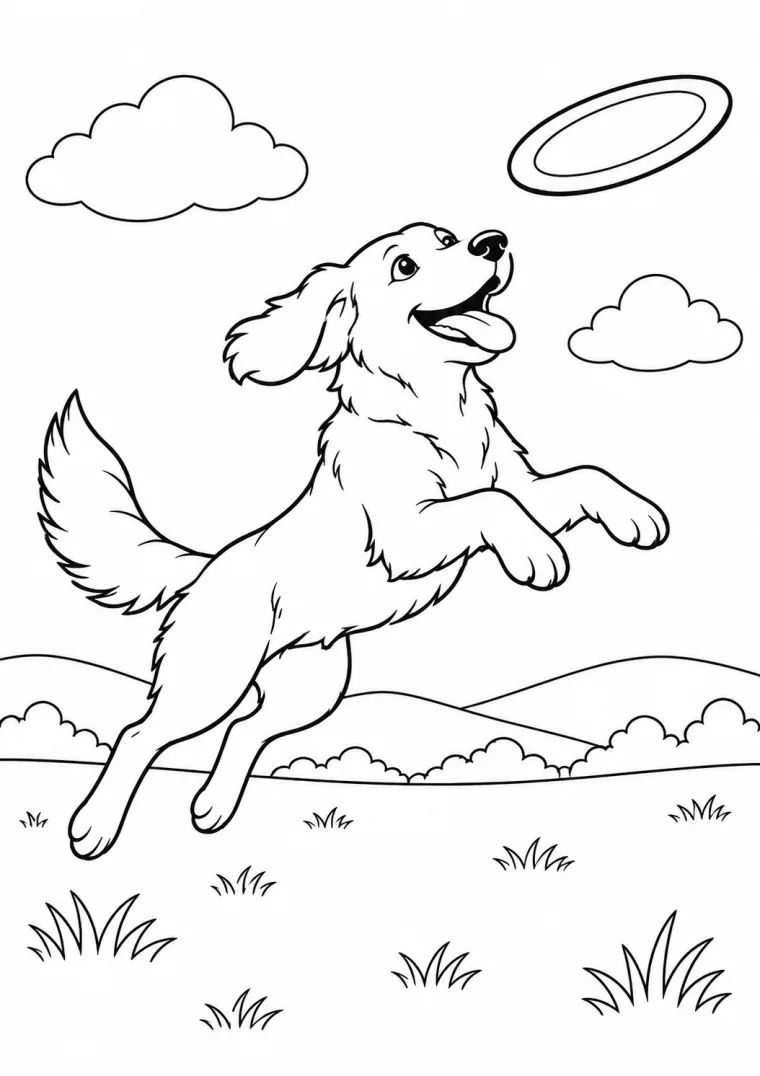 Hund fängt eine Frisbee