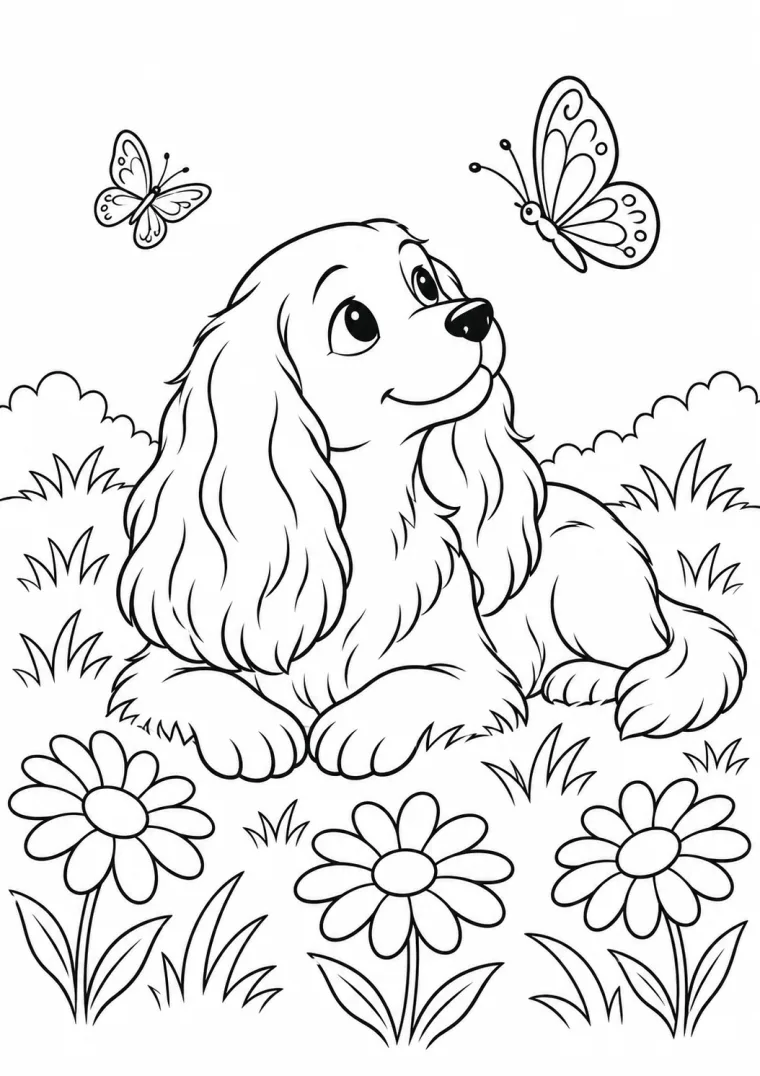 Hund mit Schmetterling