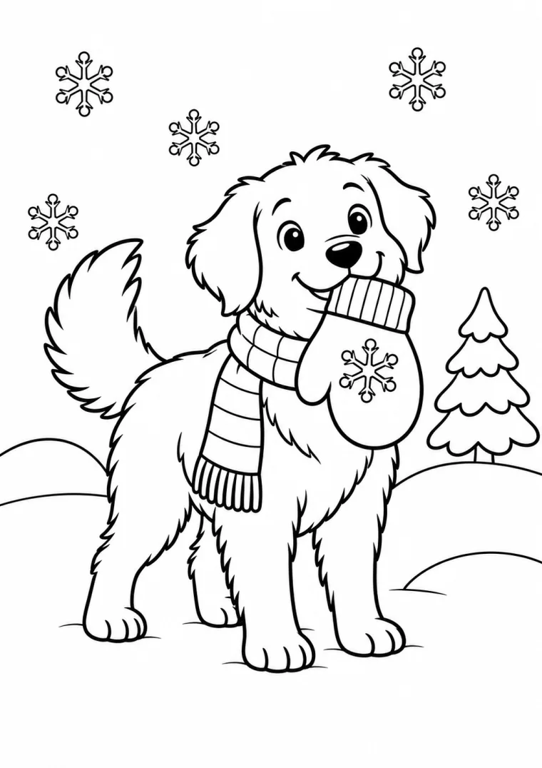 Winterhund mit Handschuh