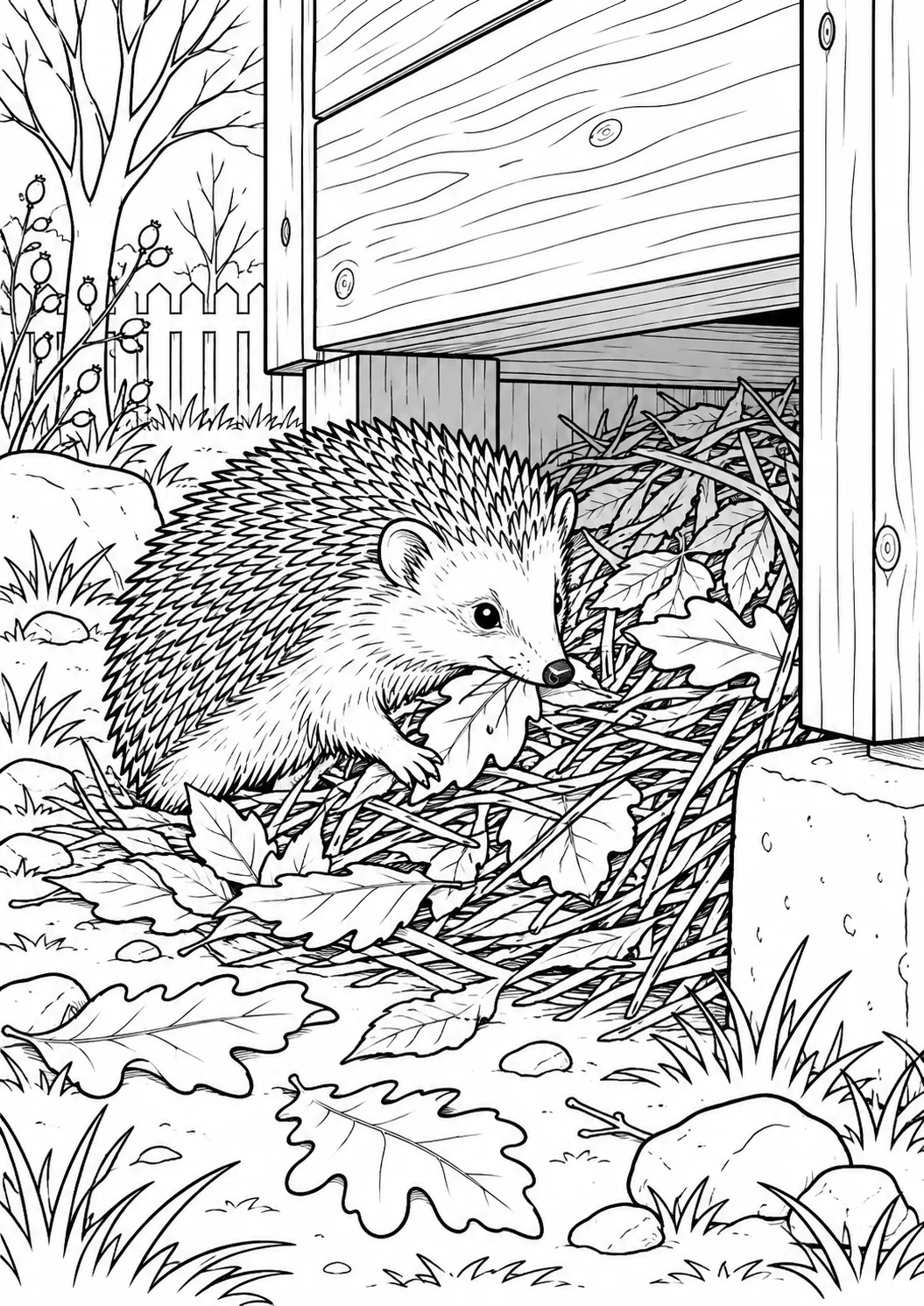 Igel baut ein Winternest