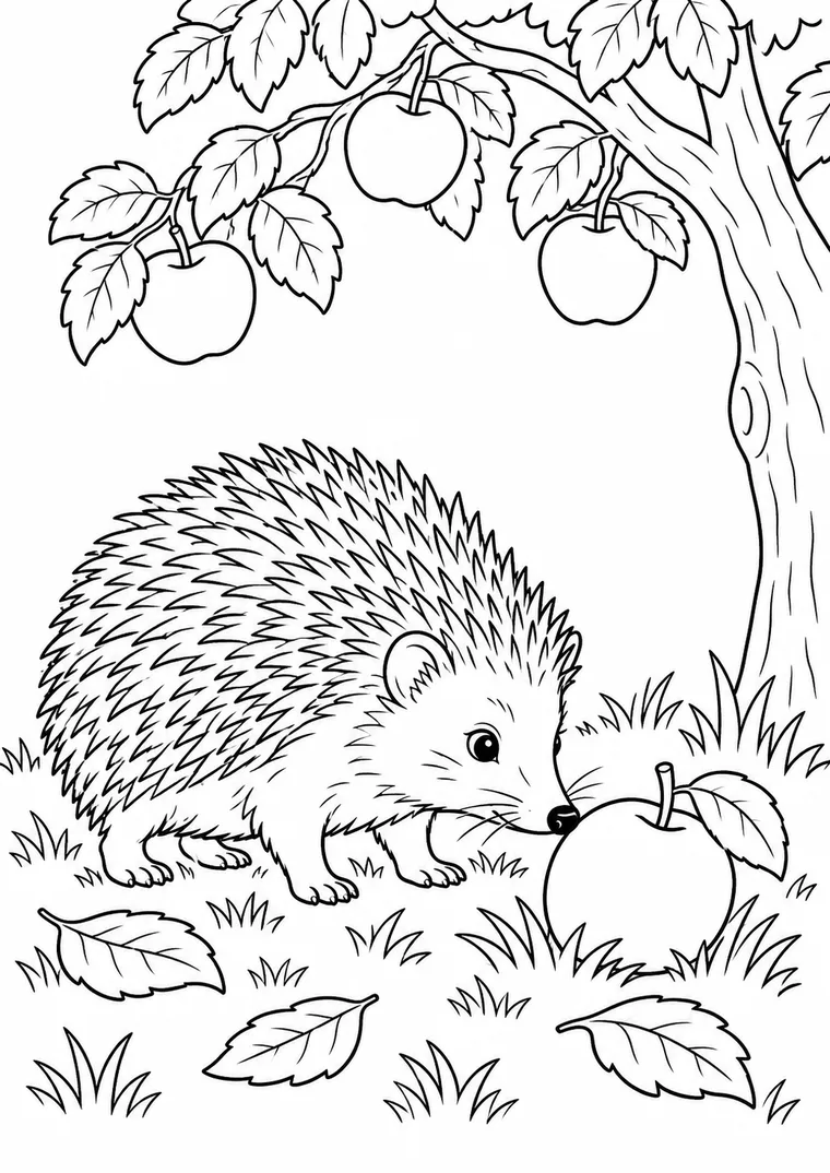 Igel mit einem Apfel