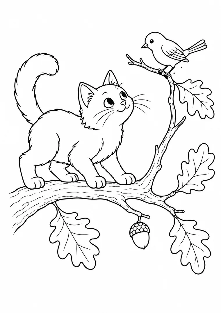 Katze auf einem Baumast
