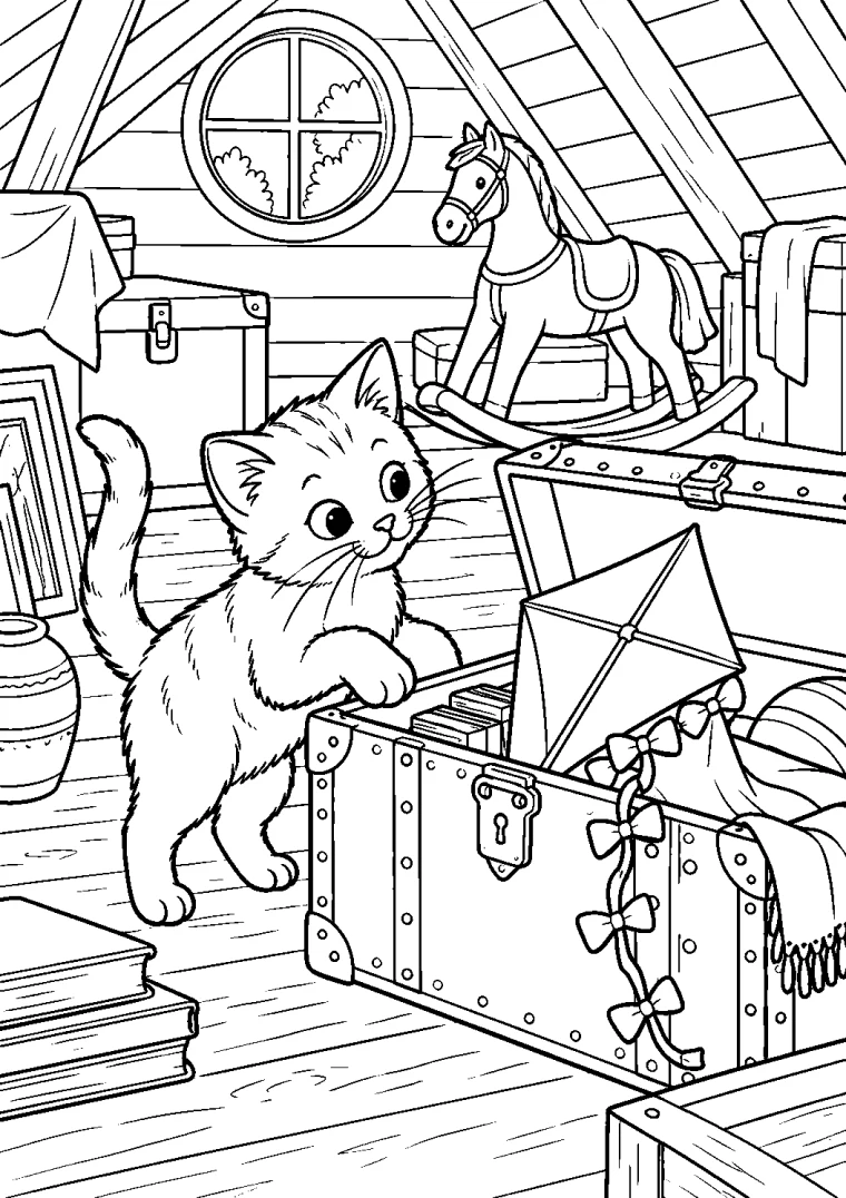 Katze auf dem Dachboden