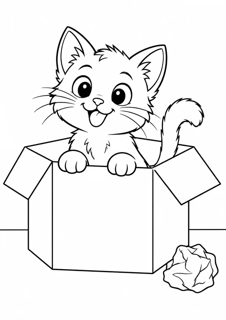 Katze im Pappkarton