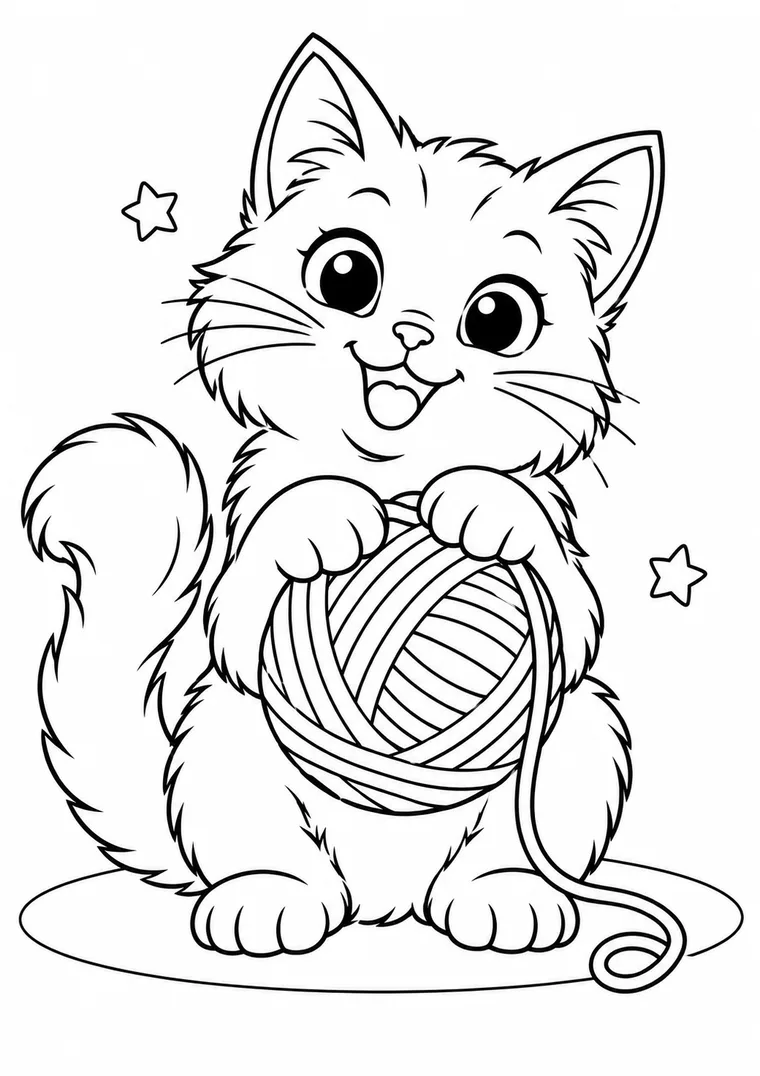 Katze mit Wollknäuel