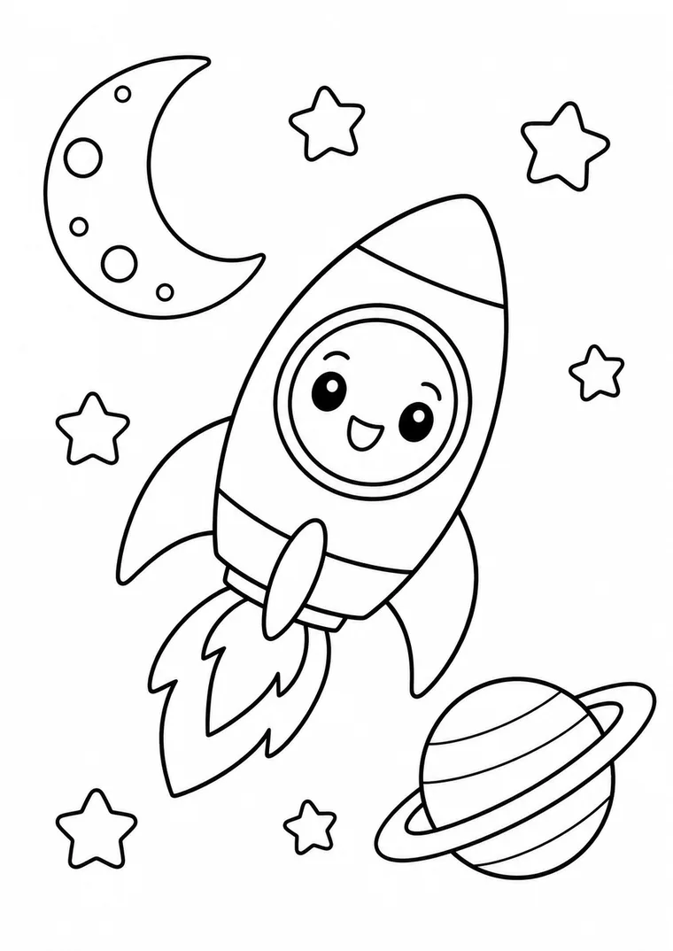 Kawaii-Rakete im Weltraum