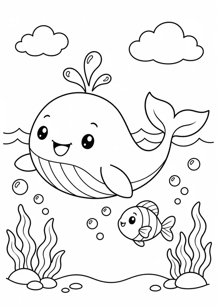 Kawaii-Wal im Meer